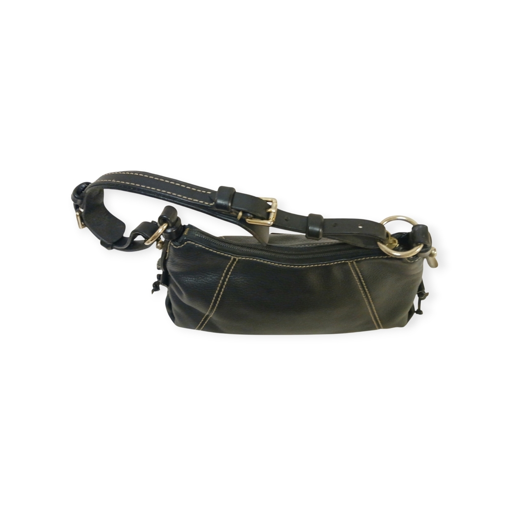 Vintage Dooney & Bourke Mini East/West Slouch Black Pebbled Leather Shoulder Bag - Picture 5 of 9